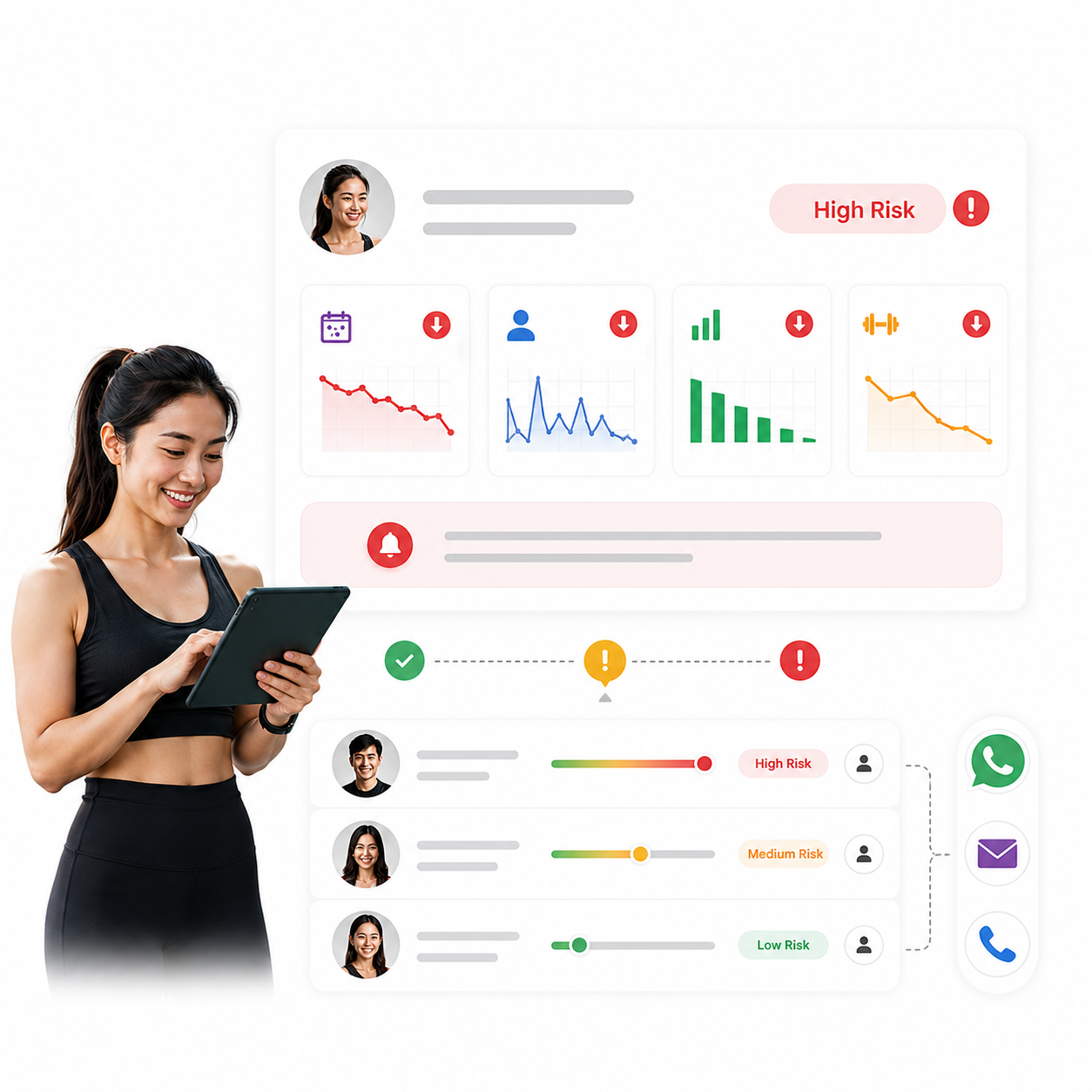 Detect behavioral shifts and disengagement early.